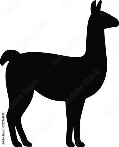 Silhouette llama standing simple black vector illustration
