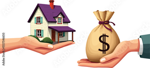 Real estate investment buying selling home loan mortgage property value finance concept vector illustration