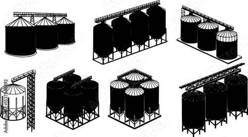 cylindrical storage tank silhouette vector illustration

