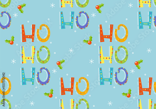 Ho Ho Ho Seamless Background Pattern. Santa Claus Laughing. Funny Background