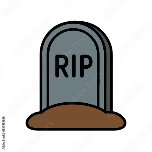 A tombstone with "RIP" marking a resting place of loved one, symbolizing remembrance and honor, evokes a feeling of loss and respect. vector illustration
