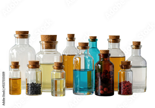 Wallpaper Mural Essential oils bottles collection for aromatherapy and wellness spa on transparent background Torontodigital.ca