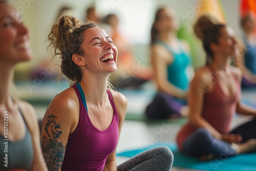 Group of women enjoy a yoga class in a peaceful studio setting during a morning session