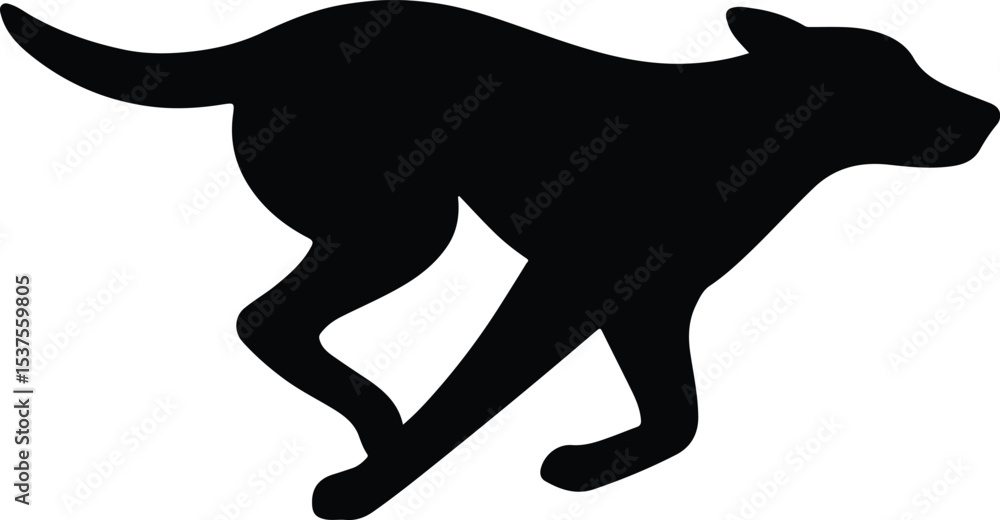 Obraz premium Silhouette running dog domestic animal isolated vector illustration