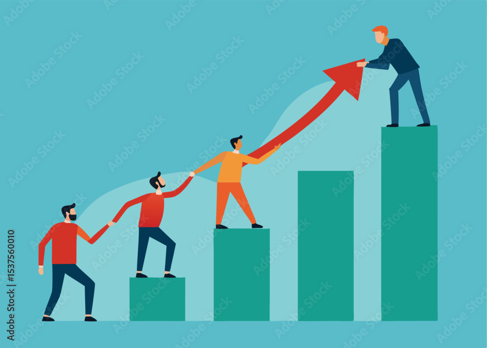 Fototapeta premium Teamwork collaboration growth success business people helping each other achieve goals