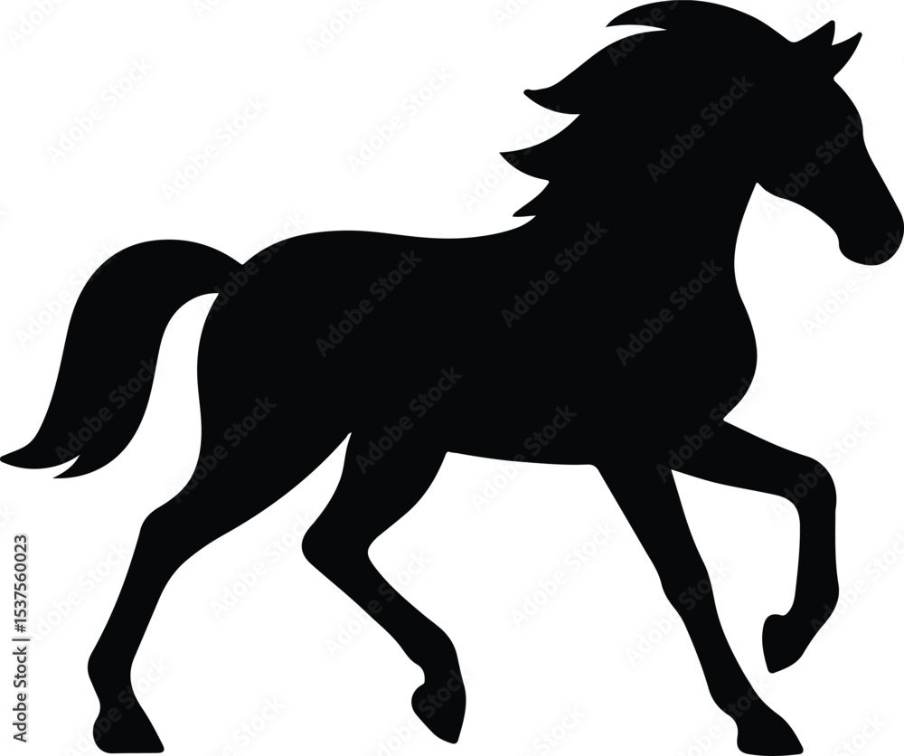 Obraz premium Silhouette running horse black and white vector illustration