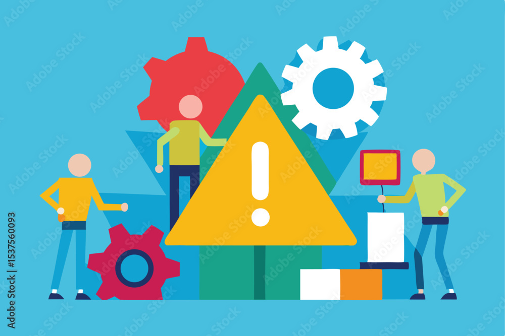 Fototapeta premium Teamwork problem solving alert warning sign business concept