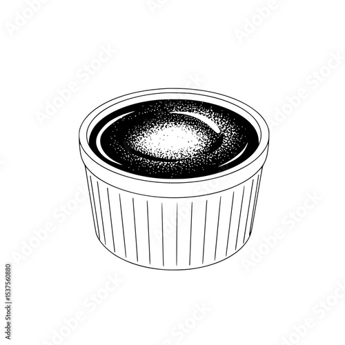 Chocolate fondant dessert in minimalistic black and white design