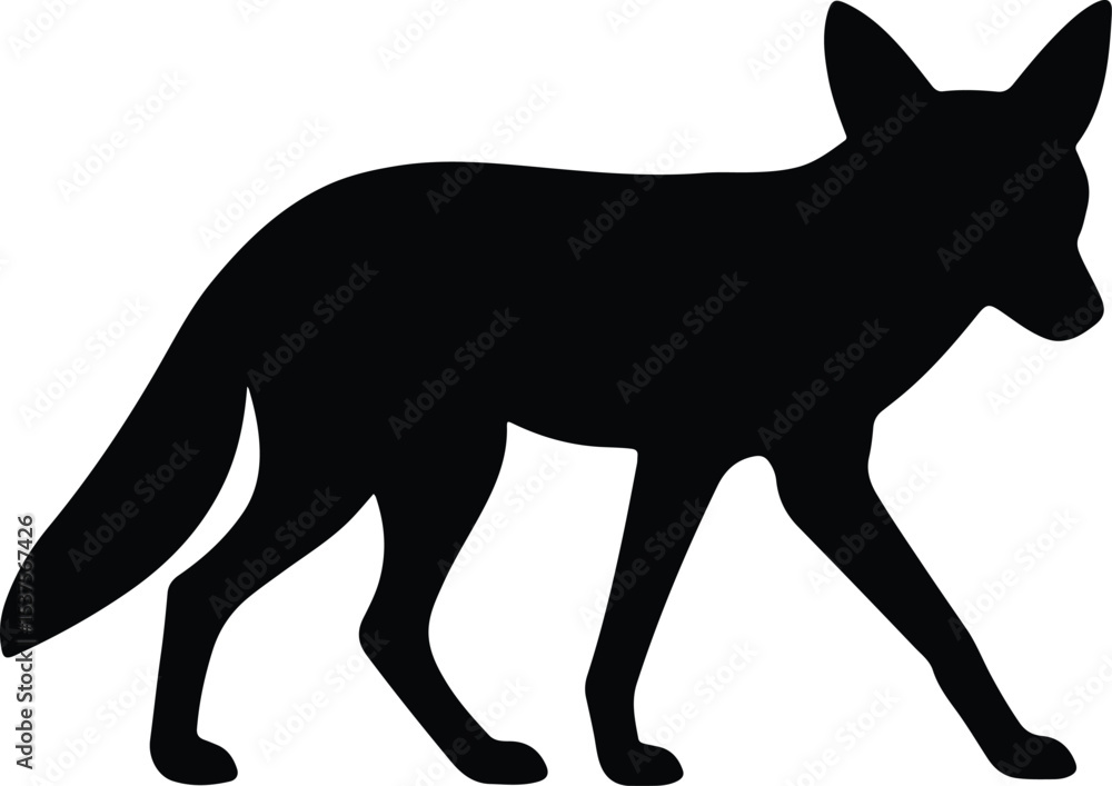 Fototapeta premium Silhouette walking fox graceful wild animal vector illustration