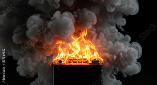 Battery Fire Incident Danger Flames Lithium Ion Technology Failure Smoke Cloud Explosion Safety