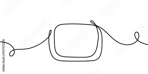 Frame line continuous art square one vector border black pencil doodle. Scribble frame line continuous card abstract box background shape stroke simple blank linear drawn poster logo digital drawing