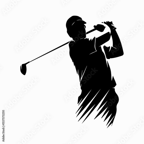 golf player silhouette with ball
