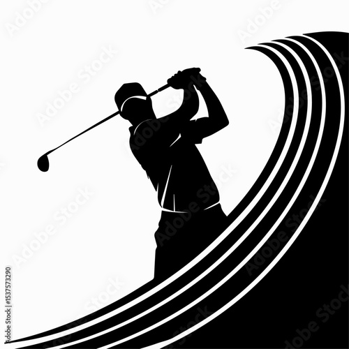 golf player silhouette vector