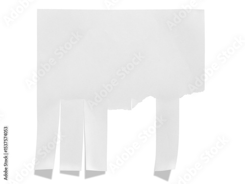 Blank tear off paper advertisement with shadow. Isolated