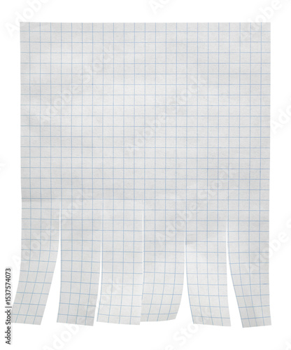 Tear off paper advertisement on squared paper with copy space. Isolated