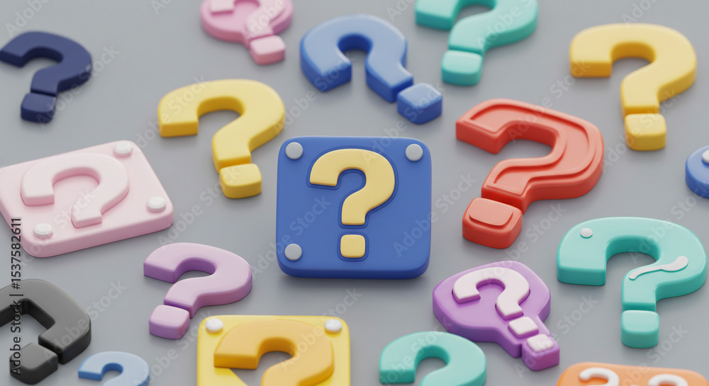 Question Marks Abound Colorful 3D Render Puzzle Inquiry Confusion Curiosity Unknown Solve Ideas Question Marks Abound Colorful 3D Render Puzzle Inquiry Confusion Curiosity Unknown Solve Ideas