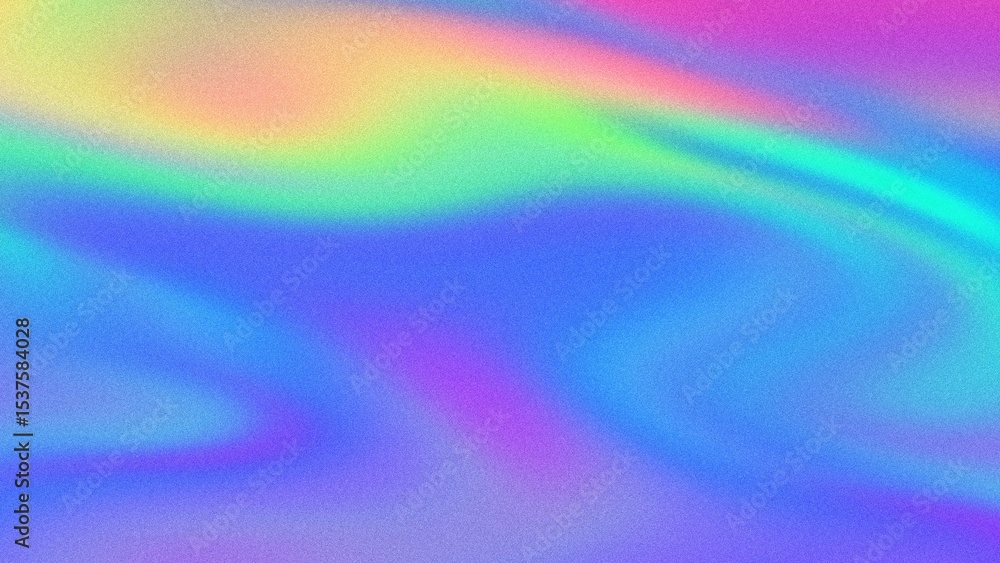 Obraz premium Iridescent Pastel Wave Pattern in Neon Blue, Pink, Yellow, Retro Y2K Aesthetic