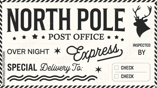 North Pole Post Office: Express Delivery Vector Design, Christmas Graphic, Holiday Illustration for Cards & Prints, Festive Season Art