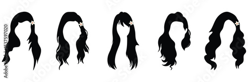 Set of women's hair Silhouette