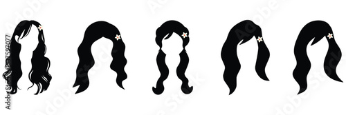 Set of women's hair Silhouette