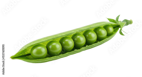 Freshly Opened Pea Pod Revealing Vibrant Green Peas CloseUp View