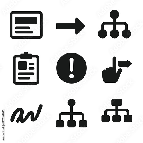 Presentation Planning Icons. Solid, filled icons set of presentation structure planning: outline icon, intro