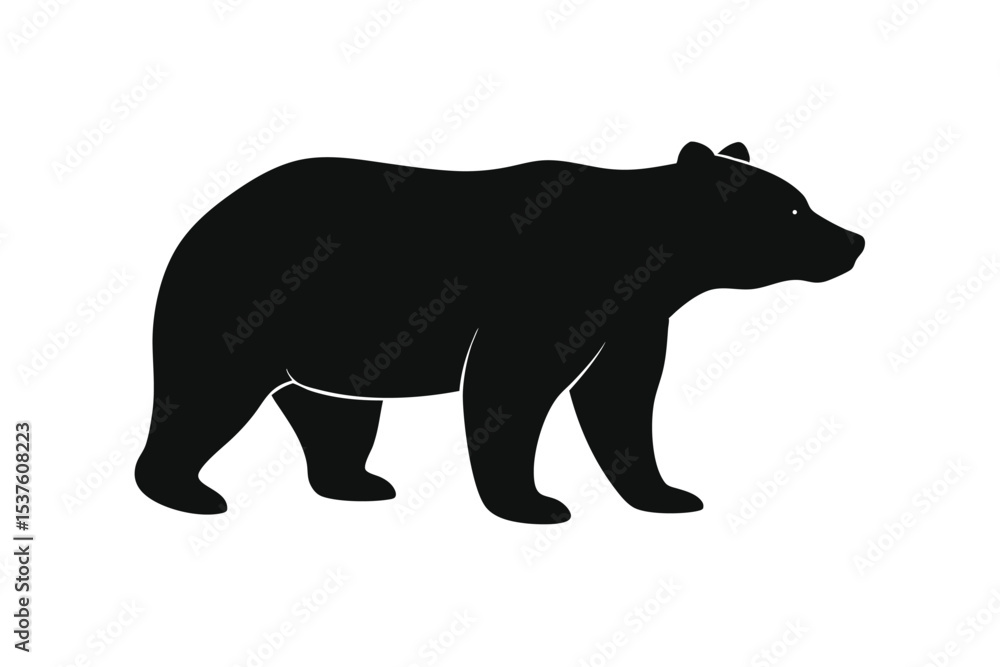 Fototapeta premium Wild bear standing with powerful posture silhouette Vector illustration