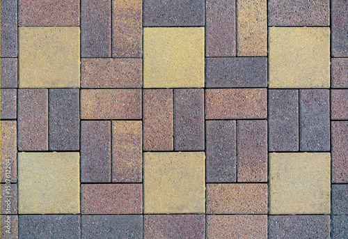 Colorful concrete paving slabs on the streets of the city