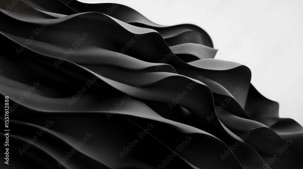 Obraz premium Abstract Concept: Black Waves Pattern for wallpaper, digital art and modern backdrops