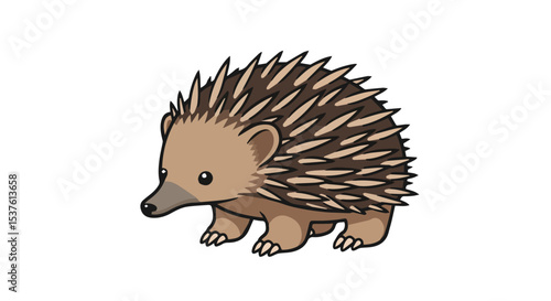 Cute Cartoon Echidna Isolated on White

