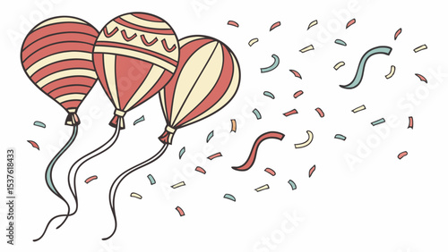 Celebration Balloons and Confetti Festive Party Design