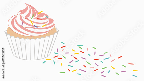 Delicious Cupcake with Colorful Sprinkles A Sweet Treat