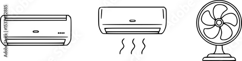 Air Conditioning, linear style icon set. editable
