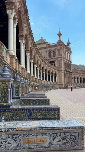 Spain - Plaza de Espana Sevilla, monumental central square in Seville, Andalusia