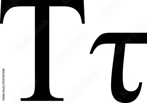 Crisp black and white vector of the Greek letter Tau (uppercase and lowercase). Ideal for educational, scientific, and mathematical designs, representing the nineteenth letter of the Greek alphabet