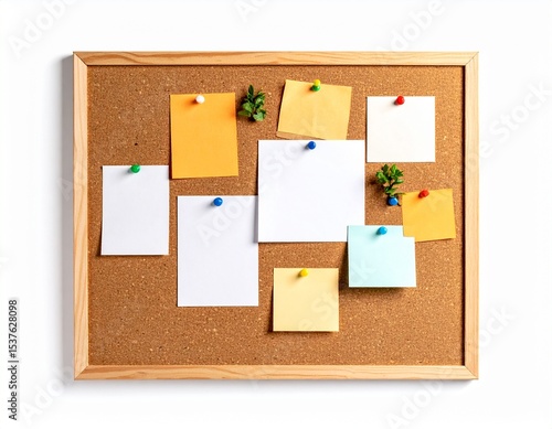 cork board with blank notes