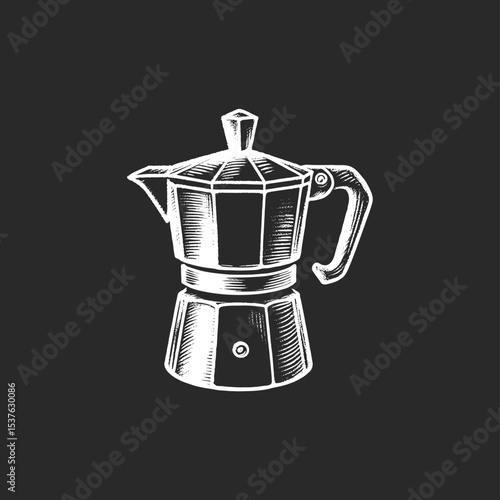 chalk drawing vector moka pot