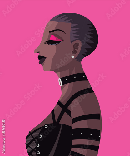 african sensual woman in leather and ropes