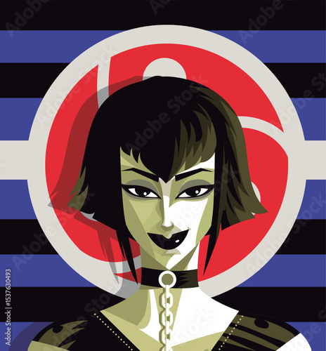 sensual woman with pride triskelion flag