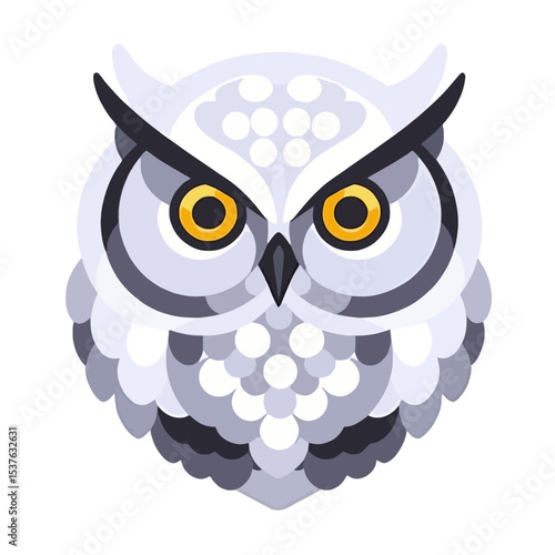 Stylized Owl Illustration-Vector Graphic of a Wise Bird with Big Yellow Eyes-Unique Owl Design for Art Projects-Owl Clipart for Education and Creativity