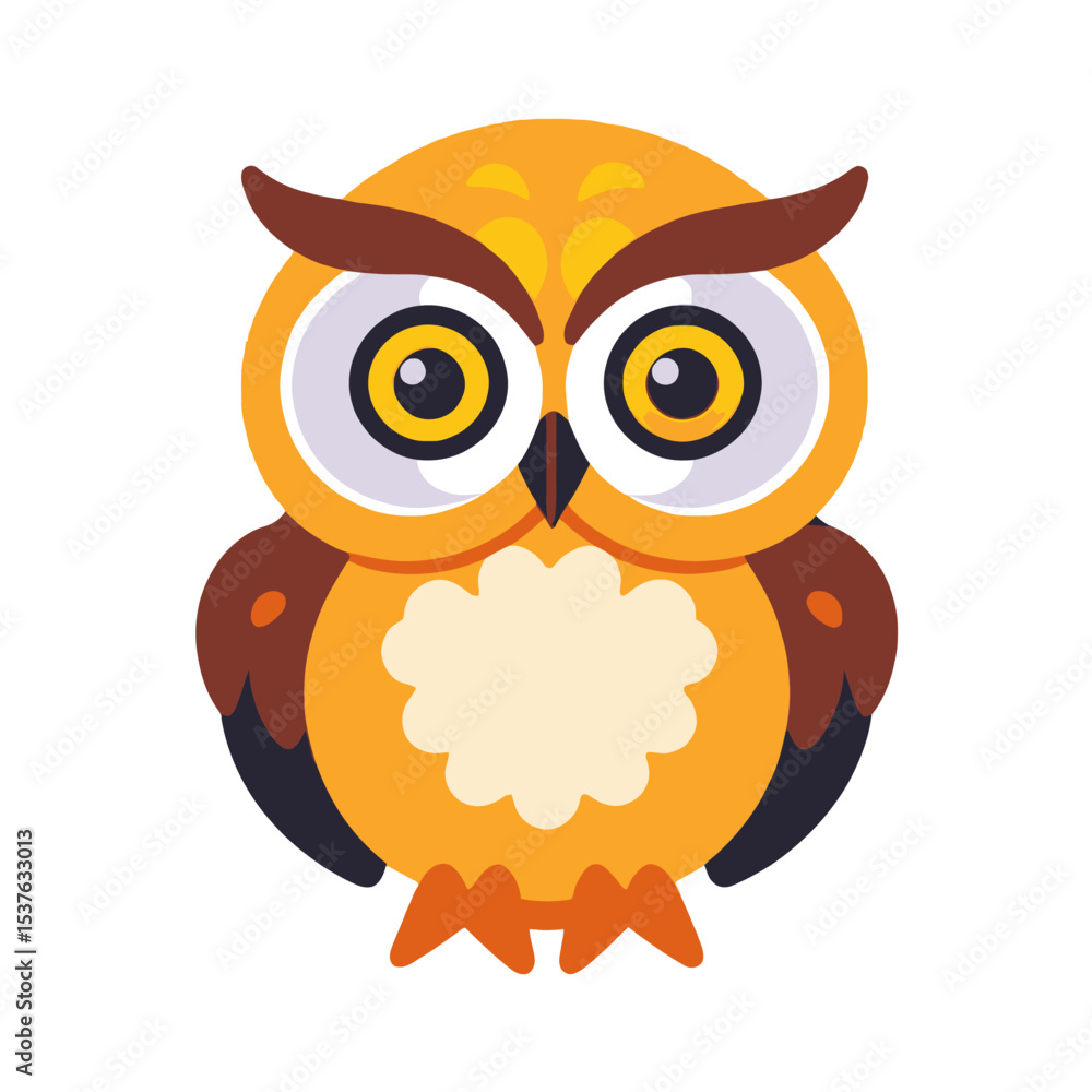 Cute Cartoon Owl Illustration-Adorable Orange Owl with Big Eyes-Owl Vector Graphic for Kids Designs-Animal Clipart for Educational Resources Cute Cartoon Owl Illustration-Adorable Orange Owl with Big Eyes-Owl Vector Graphic for Kids Designs-Animal Clipart for Educational Resources