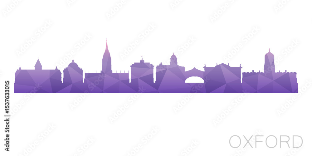 Fototapeta premium Oxford, England Low Poly Skyline Clip Art City Design. Geometric Polygon Graphic Horizon Icon. Vector Illustration Symbol.