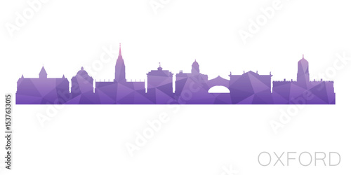 Oxford, England Low Poly Skyline Clip Art City Design. Geometric Polygon Graphic Horizon Icon. Vector Illustration Symbol.
