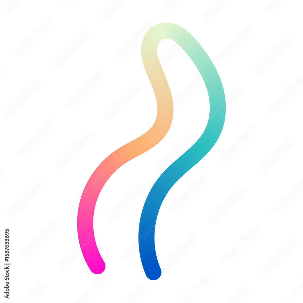 Abstract wavy gradient lines with fluid ribbon shapes, colorful 3D pattern, geometric and organic design elements. Flat vector illustration isolated on white background. Abstract wavy gradient lines with fluid ribbon shapes, colorful 3D pattern, geometric and organic design elements. Flat vector illustration isolated on white background.