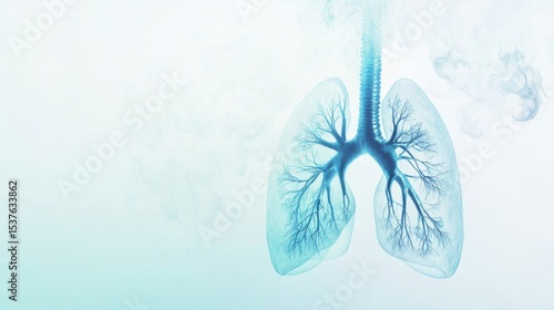 A detailed illustration of lungs with clean air flowing through them, macro shot, Minimalist style