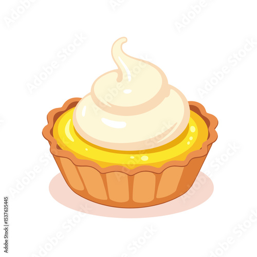 Lemon tart topped with meringue vector on transparent background, ideal for food presentations