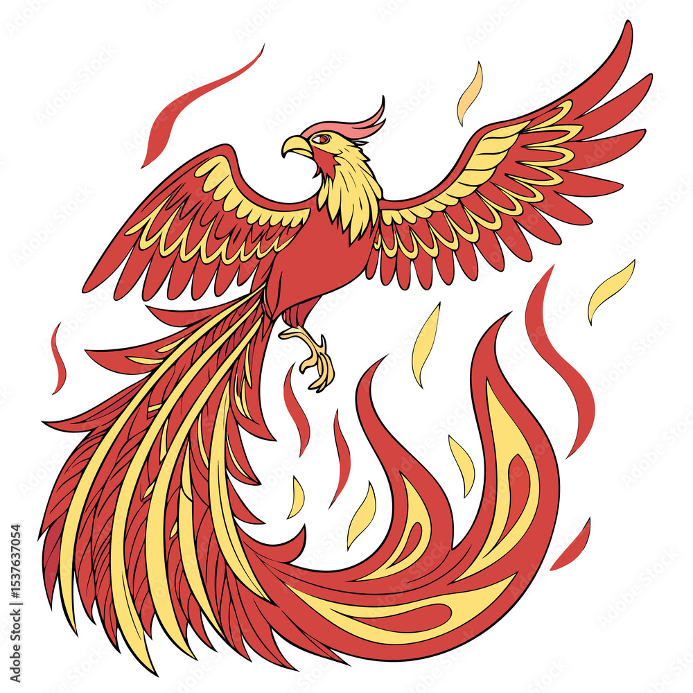 Obraz premium mystical phoenix crimson transparent 