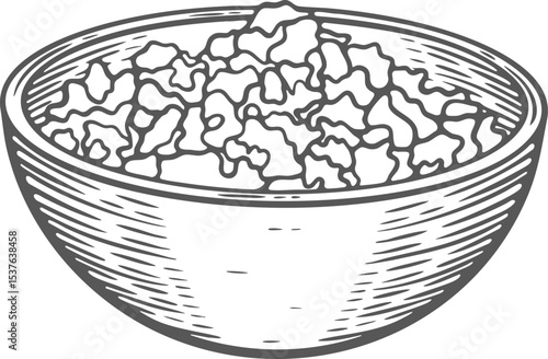 Cottage cheese in a bowl engraving dairy soft organic meal