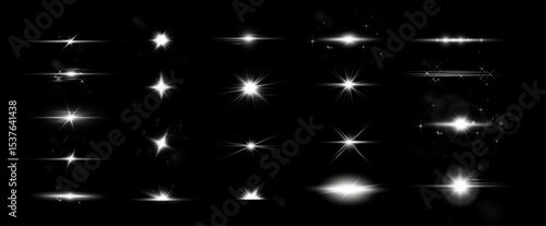 Bild auf Leinwand A beautiful collection of light flares, sparkles, glimmers, magic light flashes, flares