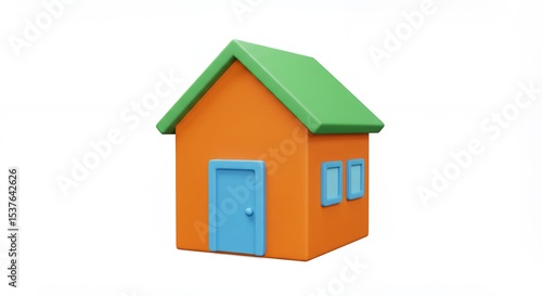 Colorful orange house illustration